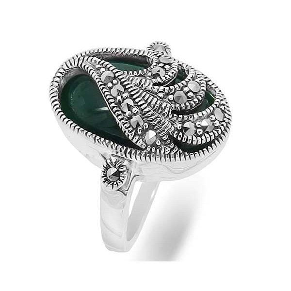 Кольцо Эвора - Серебро 925, Агат, Марказит (арт. 633740)