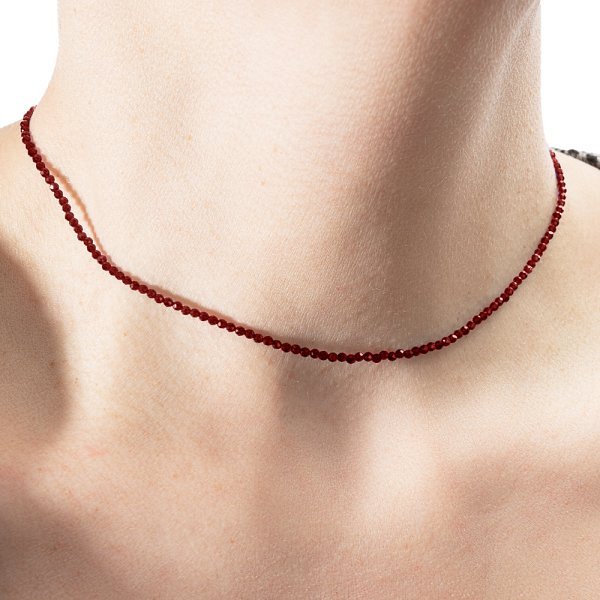 Колье Фиделис - Серебро 925, Синтетическая шпинель (арт. SV-Shp13N-gt-Rd)