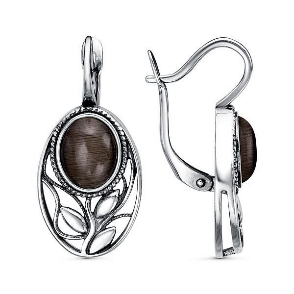 Серьги Красная пресня - Серебро 925, Серпентин (арт. 33615170-16)