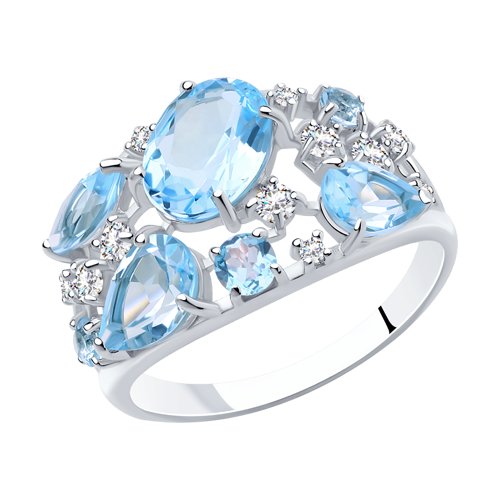 Кольцо SOKOLOV - Серебро 925, Топаз, Фианит (арт. 92010219)