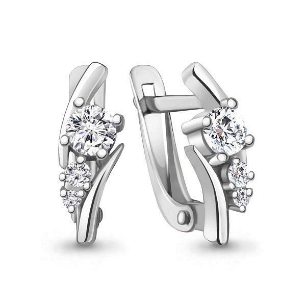 Серьги Аквамарин - Серебро 925, Фианит (арт. 49415А.5)