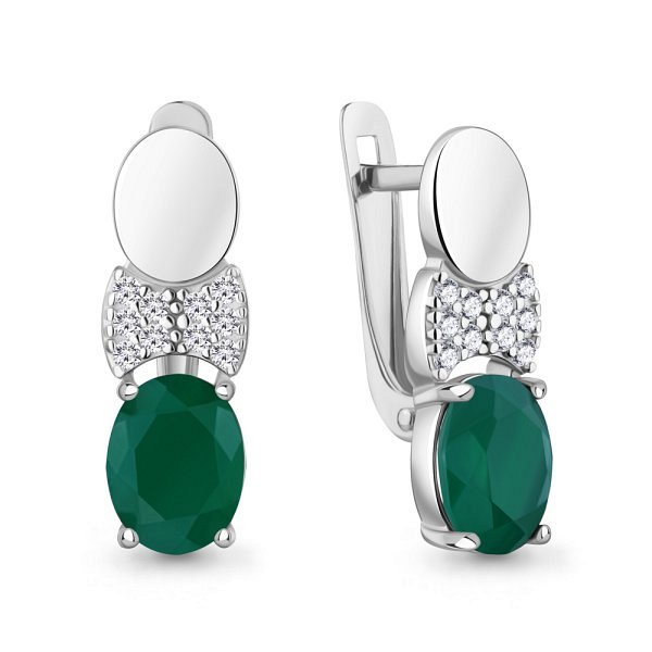 Серьги Аквамарин - Серебро 925, Агат, Фианит (арт. 45023209А.5)