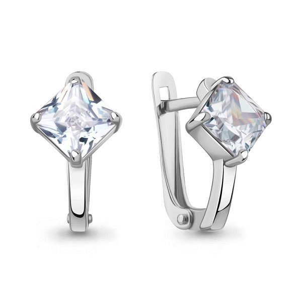 Серьги Аквамарин - Серебро 925, Фианит (арт. 400853.5)