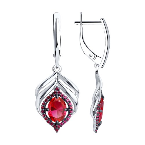Серьги SOKOLOV - Серебро 925, Синтетический рубин, Фианит (арт. 84020030)