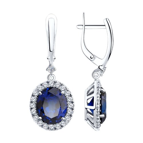 Серьги SOKOLOV - Серебро 925, Синтетический сапфир , Фианит (арт. 88020069)