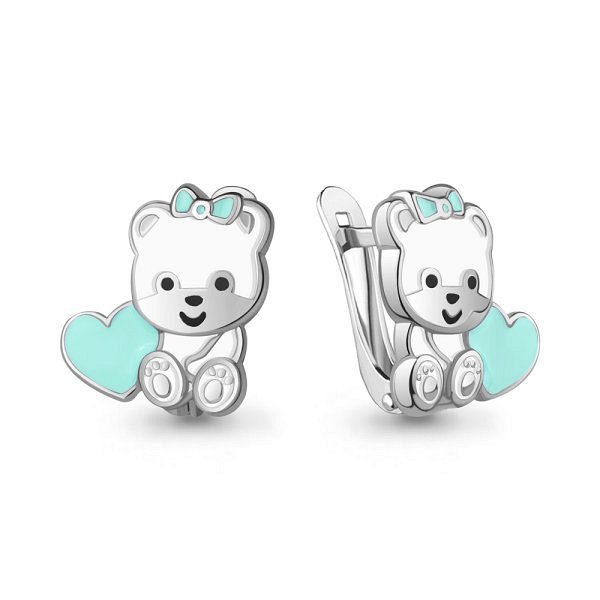 Серьги Аквамарин - Серебро 925, Эмаль (арт. 34463.5)