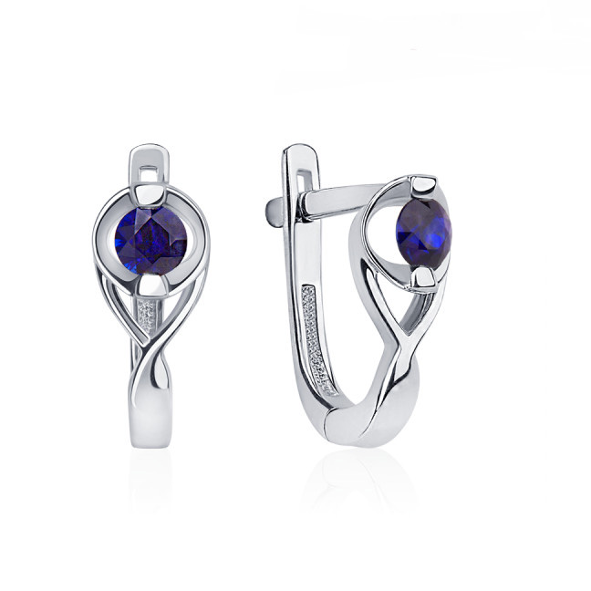 Серьги Platinum Lab. - Платина 950, Сапфир (арт. ПС-209С-01)