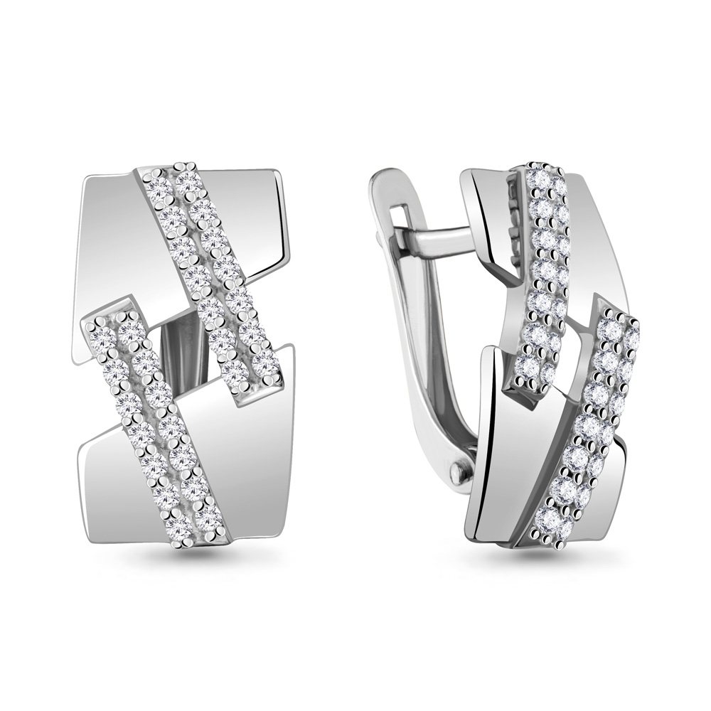 Серьги Аквамарин - Серебро 925, Фианит (арт. 48372А.5)