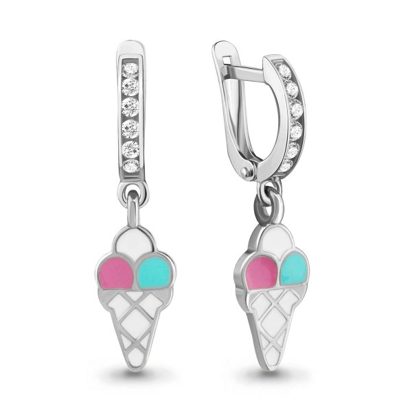 Серьги Аквамарин - Серебро 925, Фианит, Эмаль (арт. 46538А.5)