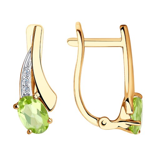 Серьги SOKOLOV - Золото 375, Фианит, Хризолит (арт. 37726001)