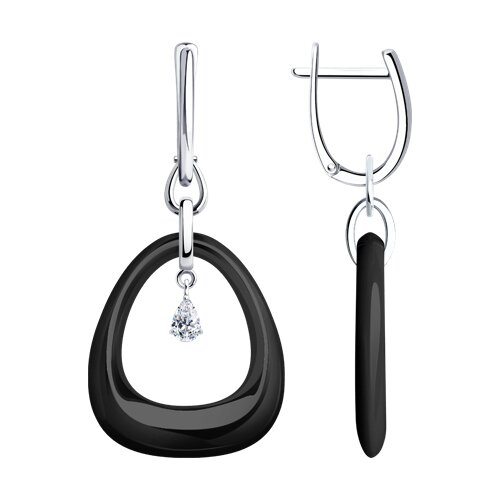Серьги Diamant - Серебро 925, Керамика, Фианит (арт. 94-121-01862-1)