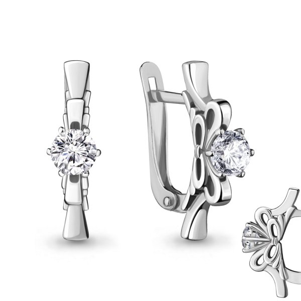 Серьги Аквамарин - Серебро 925, Фианит (арт. 48050А.5)