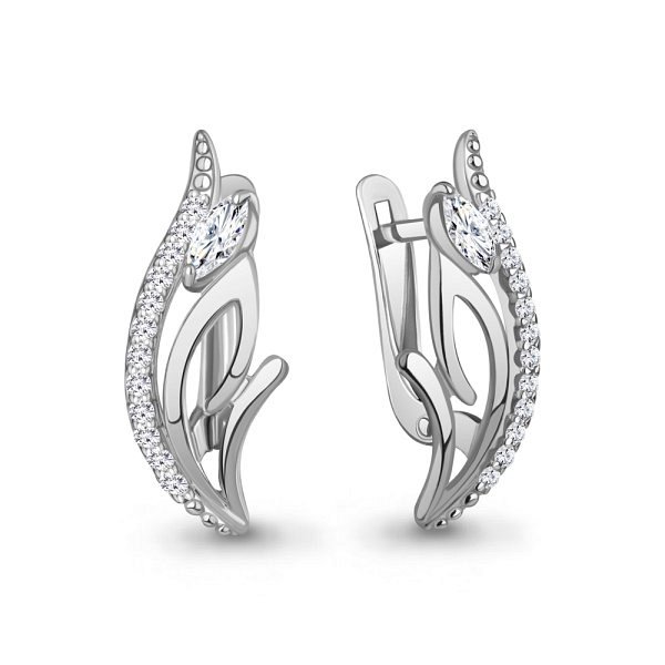 Серьги Аквамарин - Серебро 925, Фианит (арт. 49847А.5)