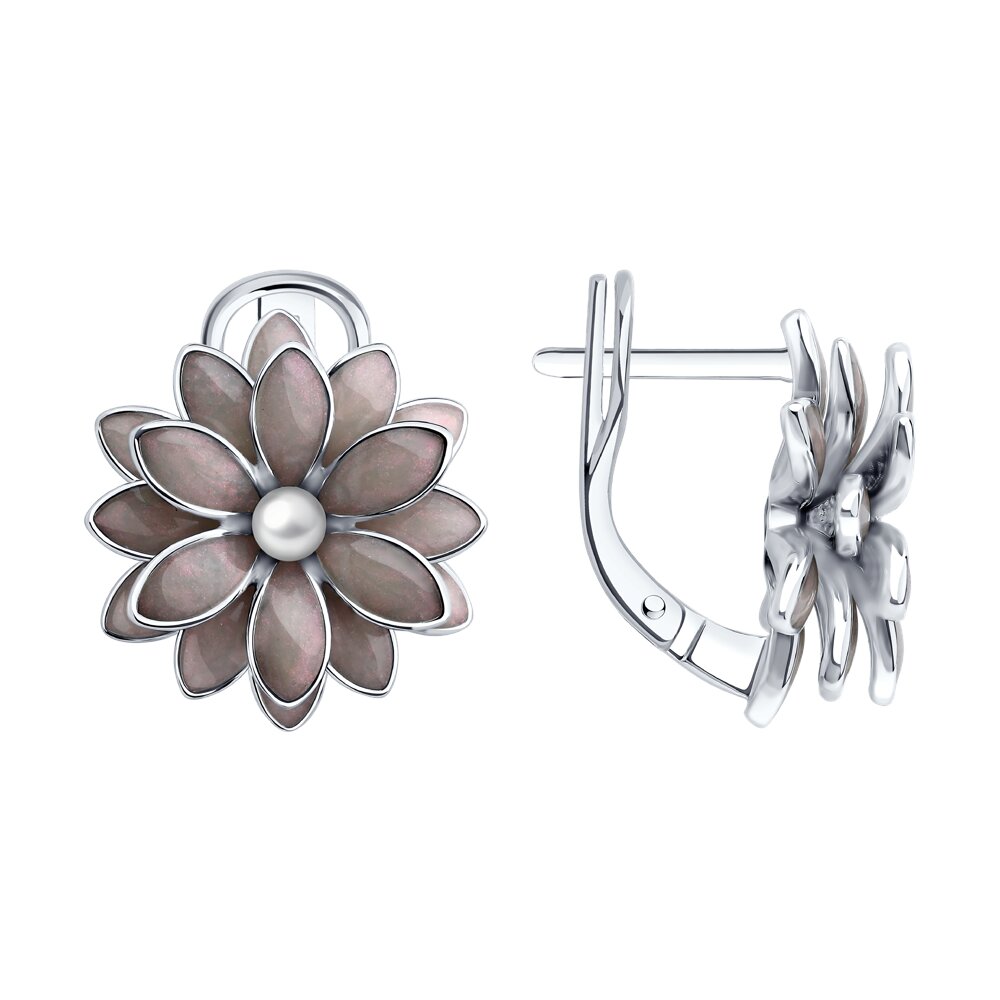 Серьги SOKOLOV - Серебро 925, Жемчуг синтетический, Эмаль (арт. 94027259)