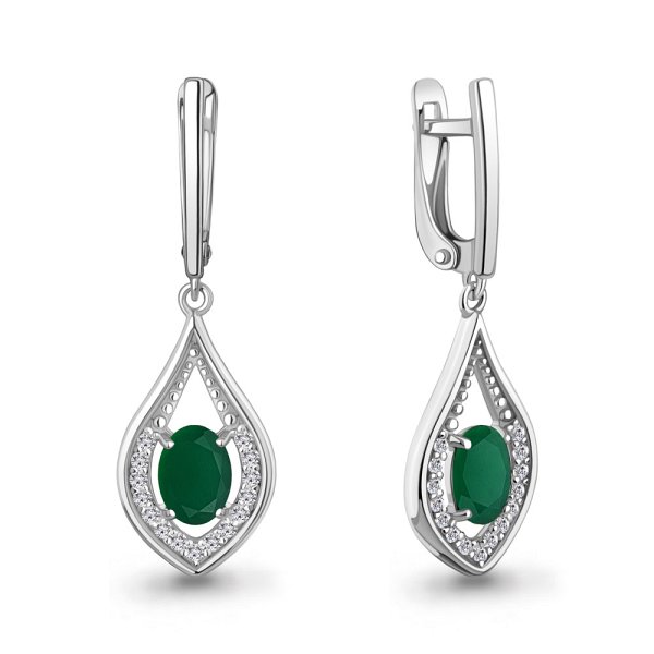 Серьги Аквамарин - Серебро 925, Агат, Фианит (арт. 45028409А.5)