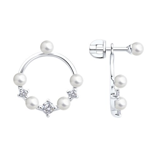 Серьги SOKOLOV - Серебро 925, Жемчуг имитация, Фианит (арт. 94026990)