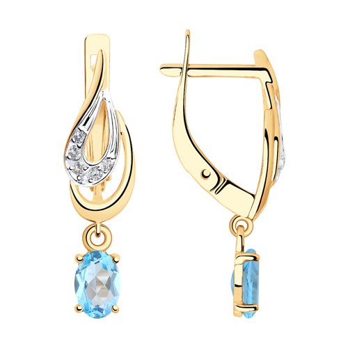 Серьги SOKOLOV - Золото 375, Топаз, Фианит (арт. 37727062)