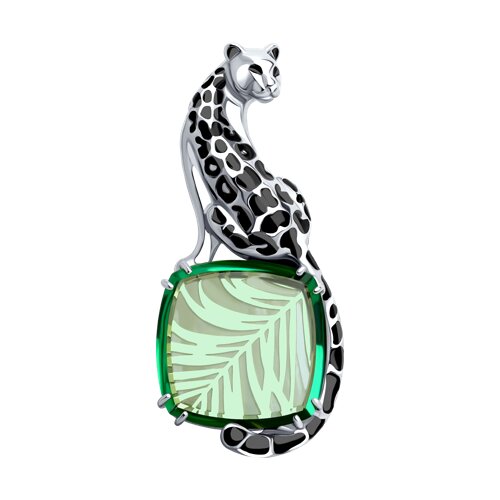 Брошь Diamant - Серебро 925, Фианит, Эмаль (арт. 94-140-01672-1)