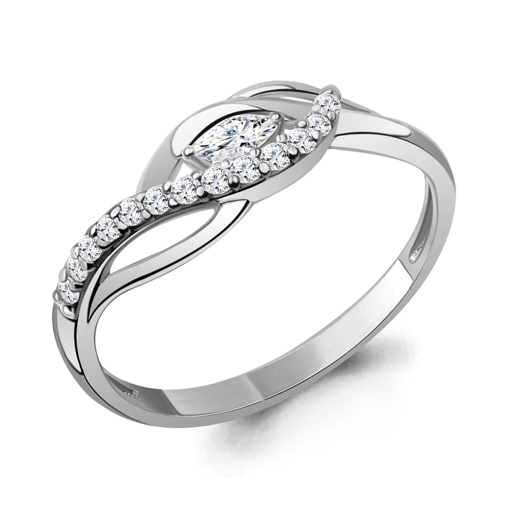 Кольцо Аквамарин - Серебро 925, Фианит (арт. 600094А.5)