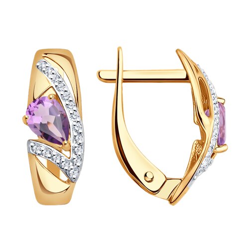 Серьги SOKOLOV - Золото 585, Аметист, Фианит (арт. 724829)
