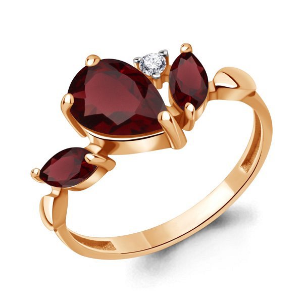 Кольцо Аквамарин - Серебро 925, Гранат, Фианит (арт. 65014703А.6)