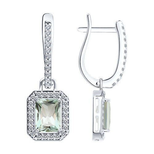 Серьги SOKOLOV - Серебро 925, Празиолит, Фианит (арт. 92023139)