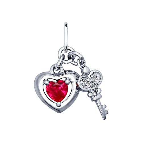 Подвеска SOKOLOV - Серебро 925, Синтетический рубин, Фианит (арт. 94031883)