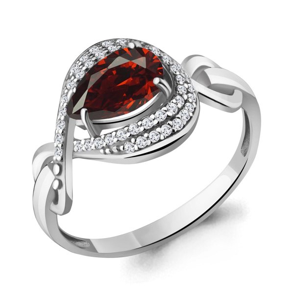 Кольцо Аквамарин - Серебро 925, Гранат, Фианит (арт. 6552403А.5)