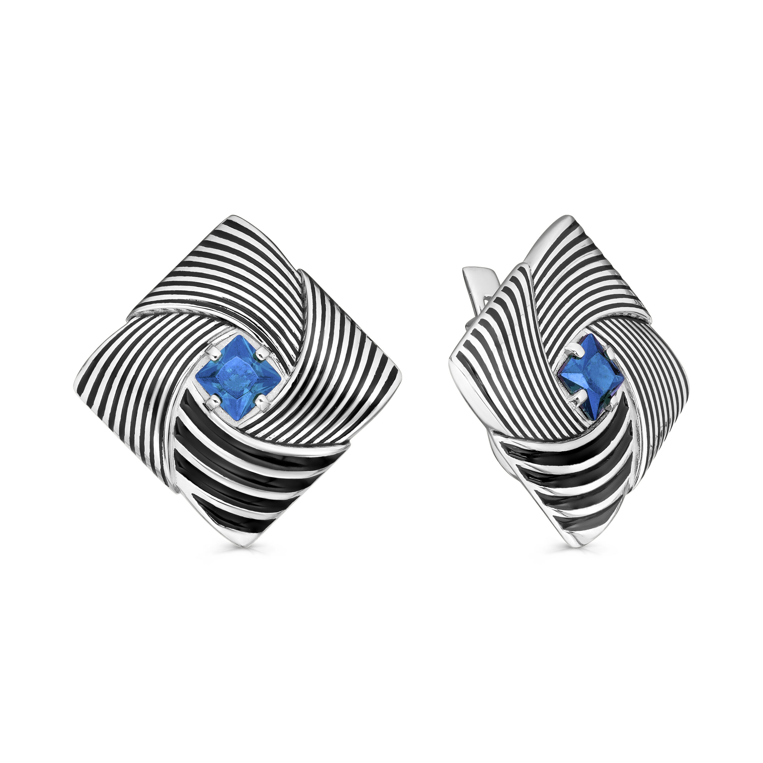 Серьги Кабаровских - Серебро 925, Фианит, Эмаль (арт. 12-825-31102)