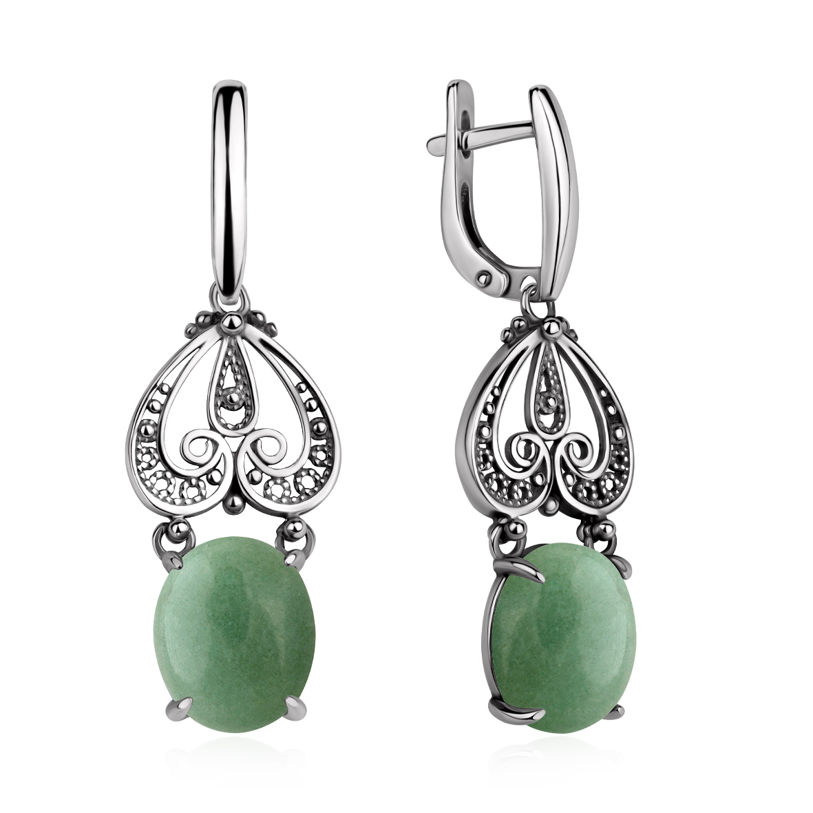 Серьги KRASNOE - Серебро 925, Авантюрин (арт. 2310366370-1)