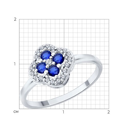 Кольцо SOKOLOV - Серебро 925, Фианит, Сапфир (арт. 62010020)