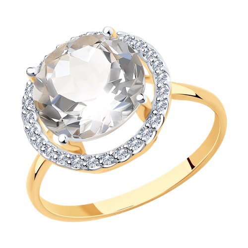 Кольцо SOKOLOV - Золото 585, Горный хрусталь, Фианит (арт. 715819)