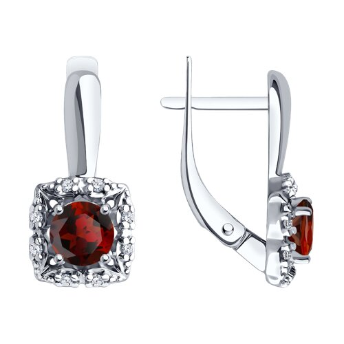 Серьги Diamant - Серебро 925, Гранат, Фианит (арт. 94-320-00180-2)