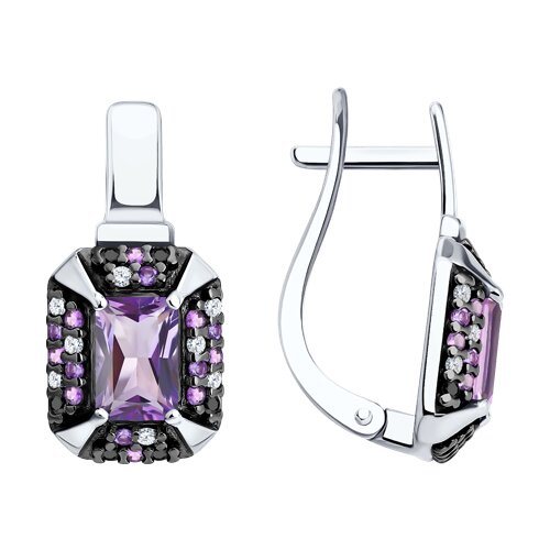 Серьги SOKOLOV - Серебро 925, Аметист, Фианит (арт. 92023281)