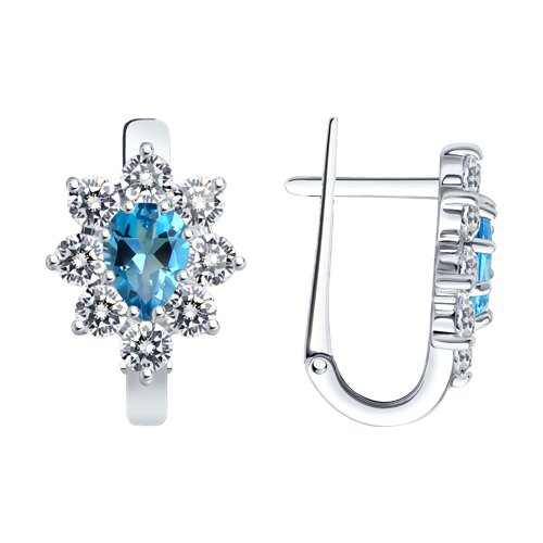 Серьги SOKOLOV - Серебро 925, Топаз, Фианит (арт. 92022984)