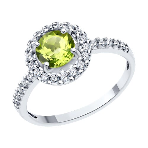 Кольцо SOKOLOV - Серебро 925, Фианит, Хризолит (арт. 92014324)