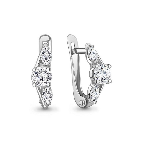 Серьги Аквамарин - Серебро 925, Фианит (арт. 400163.5)