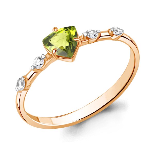 Кольцо Аквамарин - Золото 375, Фианит, Хризолит (арт. 6779007.8)