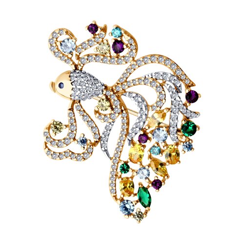 Брошь SOKOLOV - Серебро 925, Фианит (арт. 93040048)