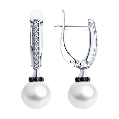 Серьги SOKOLOV - Серебро 925, Жемчуг имитация, Фианит, Шпинель (арт. 94026906)