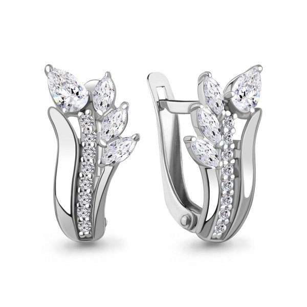 Серьги Аквамарин - Серебро 925, Фианит (арт. 400166А.5)