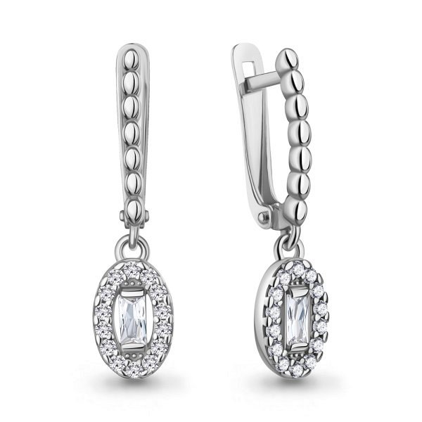 Серьги Аквамарин - Серебро 925, Фианит (арт. 400446А.5)