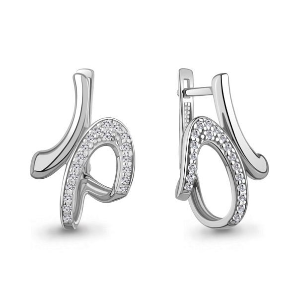 Серьги Аквамарин - Серебро 925, Фианит (арт. 400618А.5)