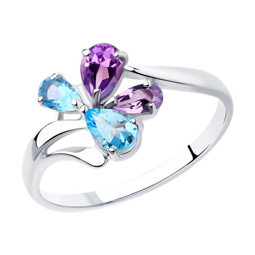 Кольцо SOKOLOV - Серебро 925, Аметист, Топаз (арт. 92011825)