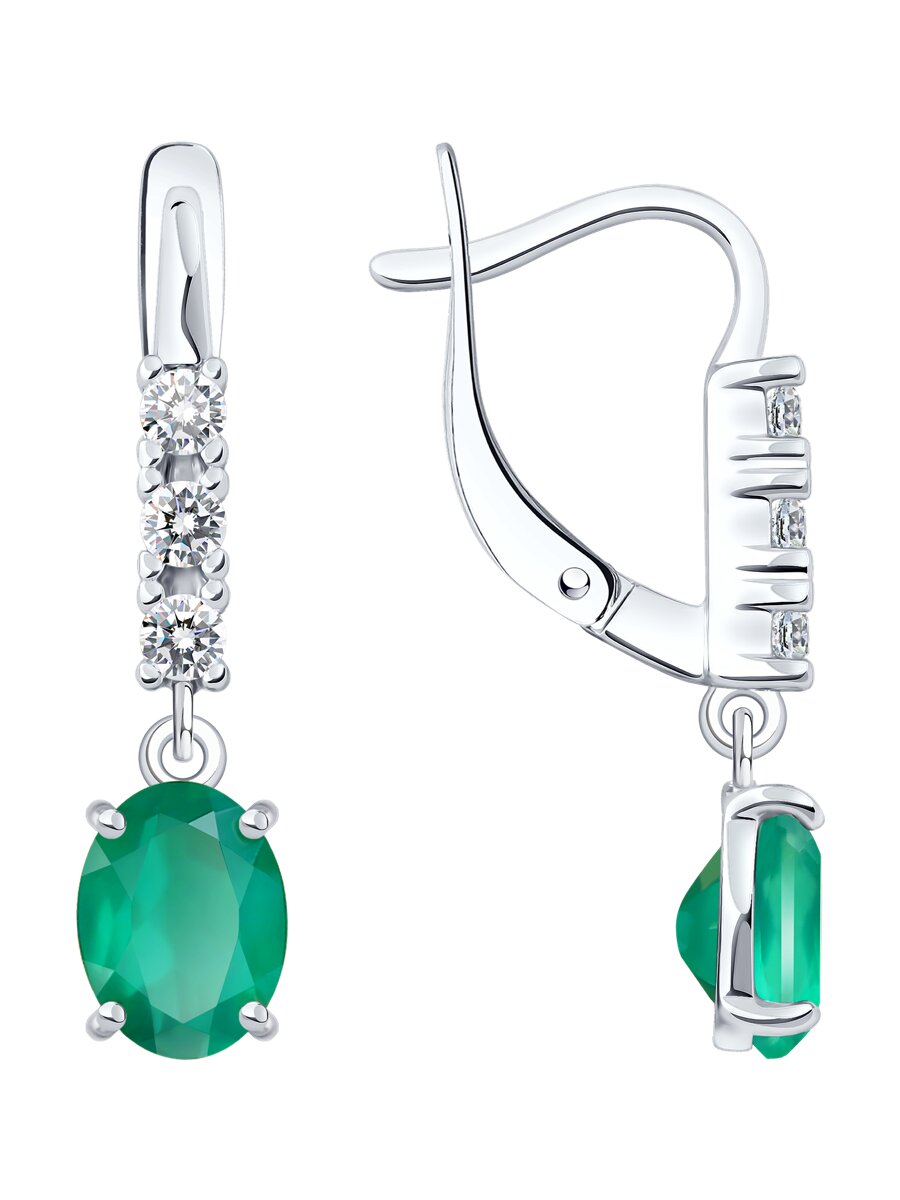 Серьги SOKOLOV - Серебро 925, Агат, Фианит (арт. 92023137)