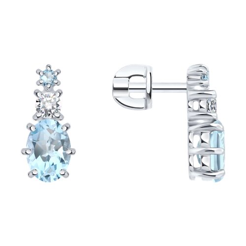 Серьги SOKOLOV - Серебро 925, Топаз, Фианит (арт. 92025328)