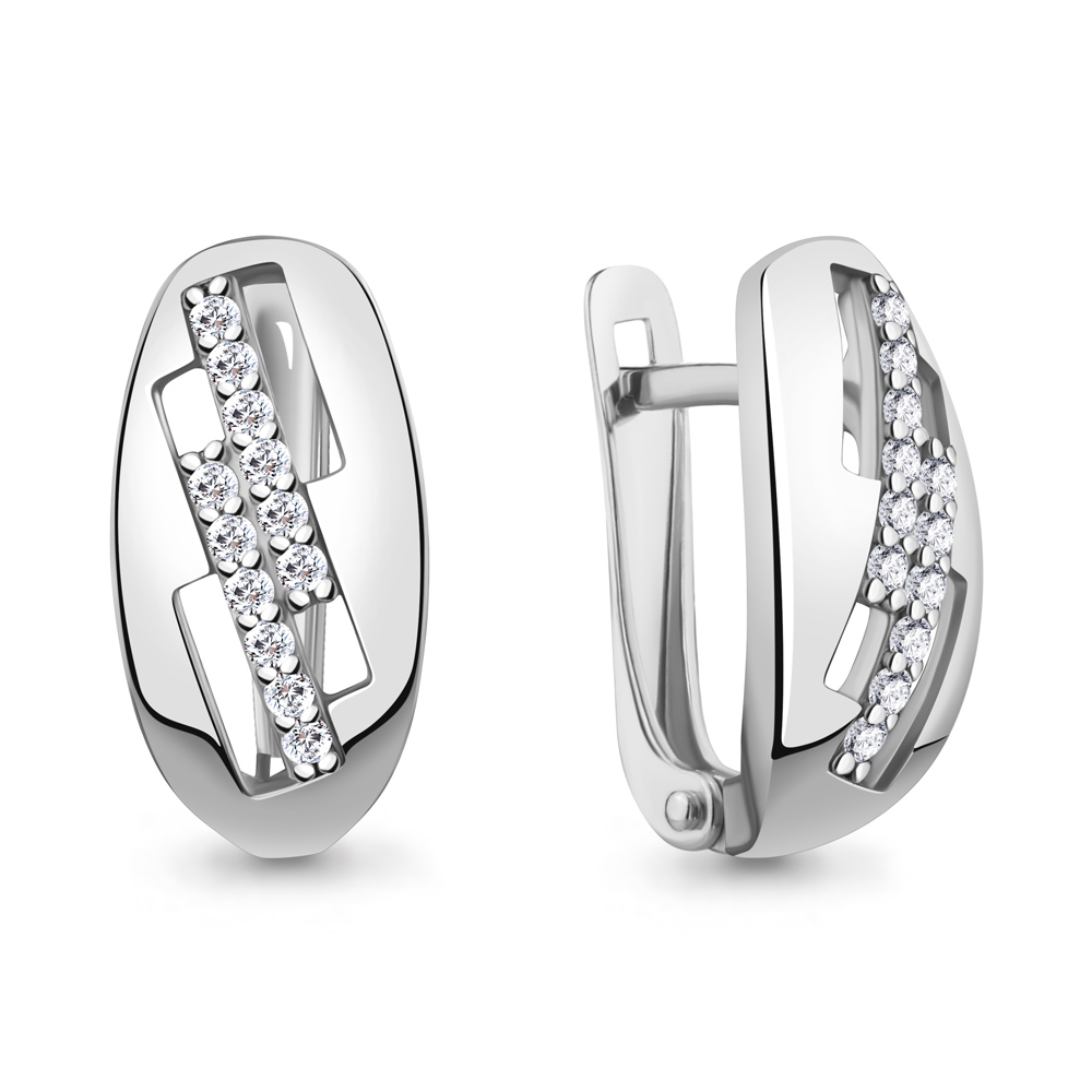 Серьги Аквамарин - Серебро 925, Фианит (арт. 400924А.5)