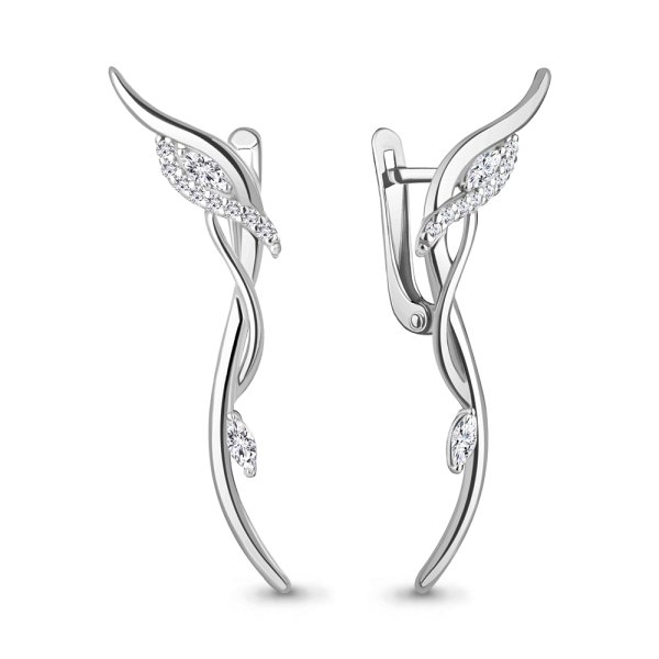 Серьги Аквамарин - Серебро 925, Фианит (арт. 400151А.5)