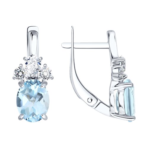 Серьги SOKOLOV - Серебро 925, Топаз, Фианит (арт. 92023197)