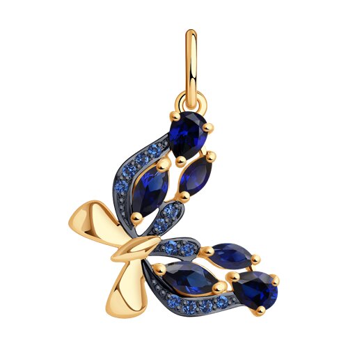 Подвеска SOKOLOV - Золото 375, Синтетический сапфир , Фианит (арт. 37731565)